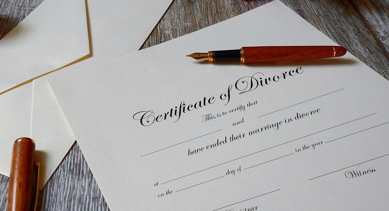 divorce, certificate, pen